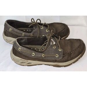 Columbia Boat Shoes‎ Men 10.5 Brown Leather TechLite PFG Fishing Boatdrainer